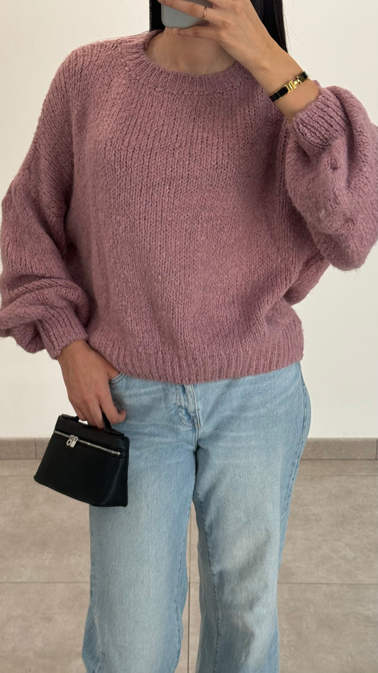 PULL MANCHES BALLON - ROSE