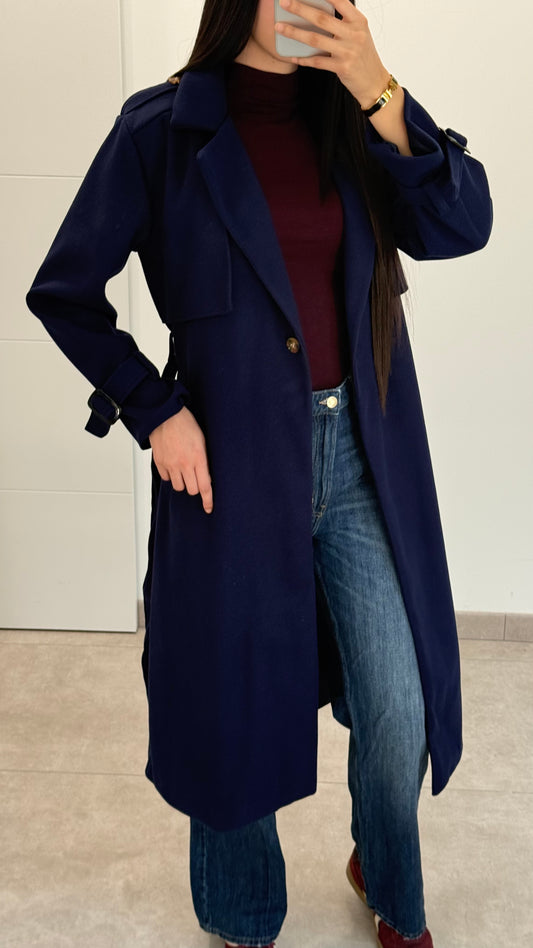 MANTEAU LONG - BLEU MARINE