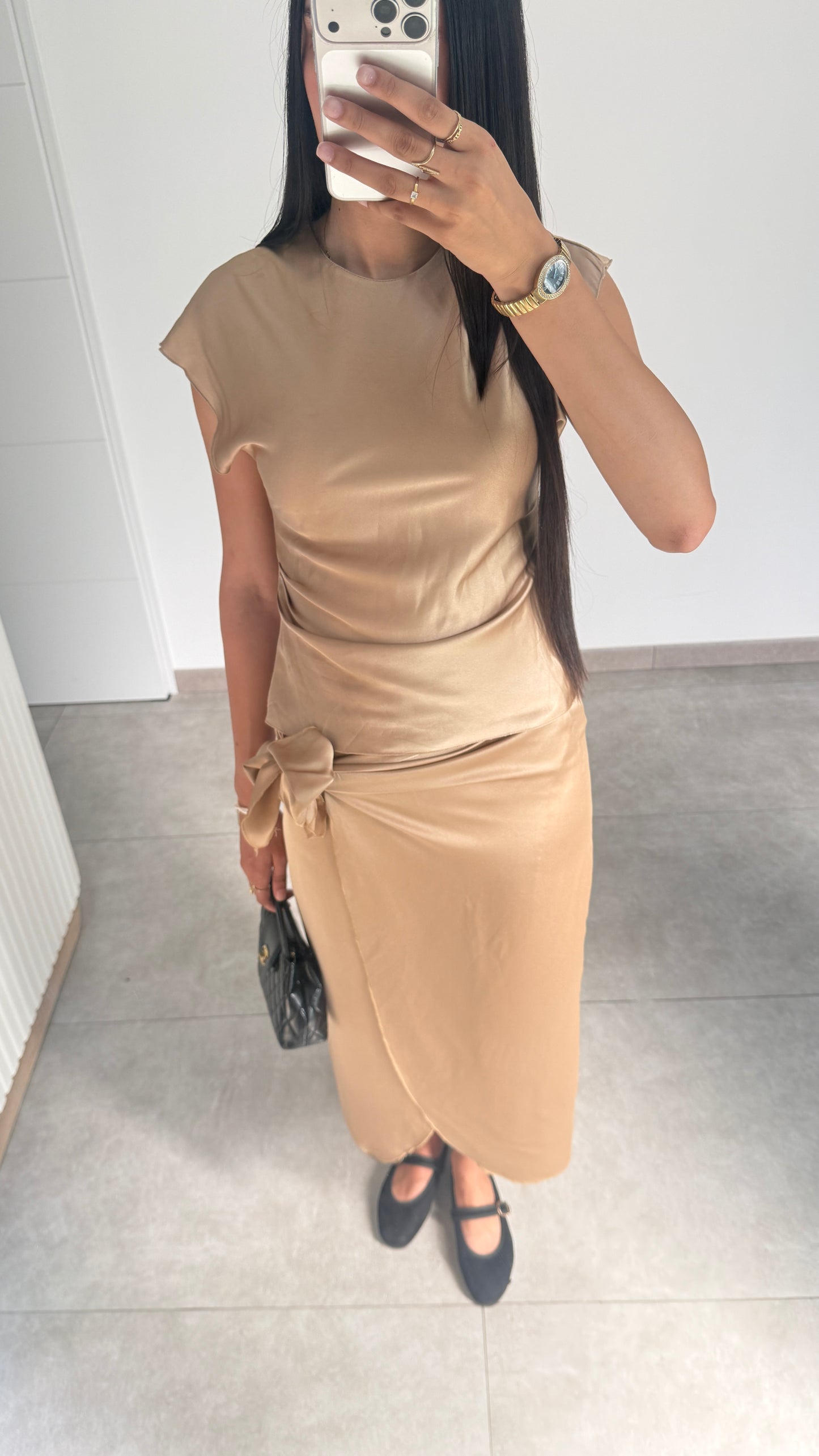 ENSEMBLE JUPE À NOUER - OR