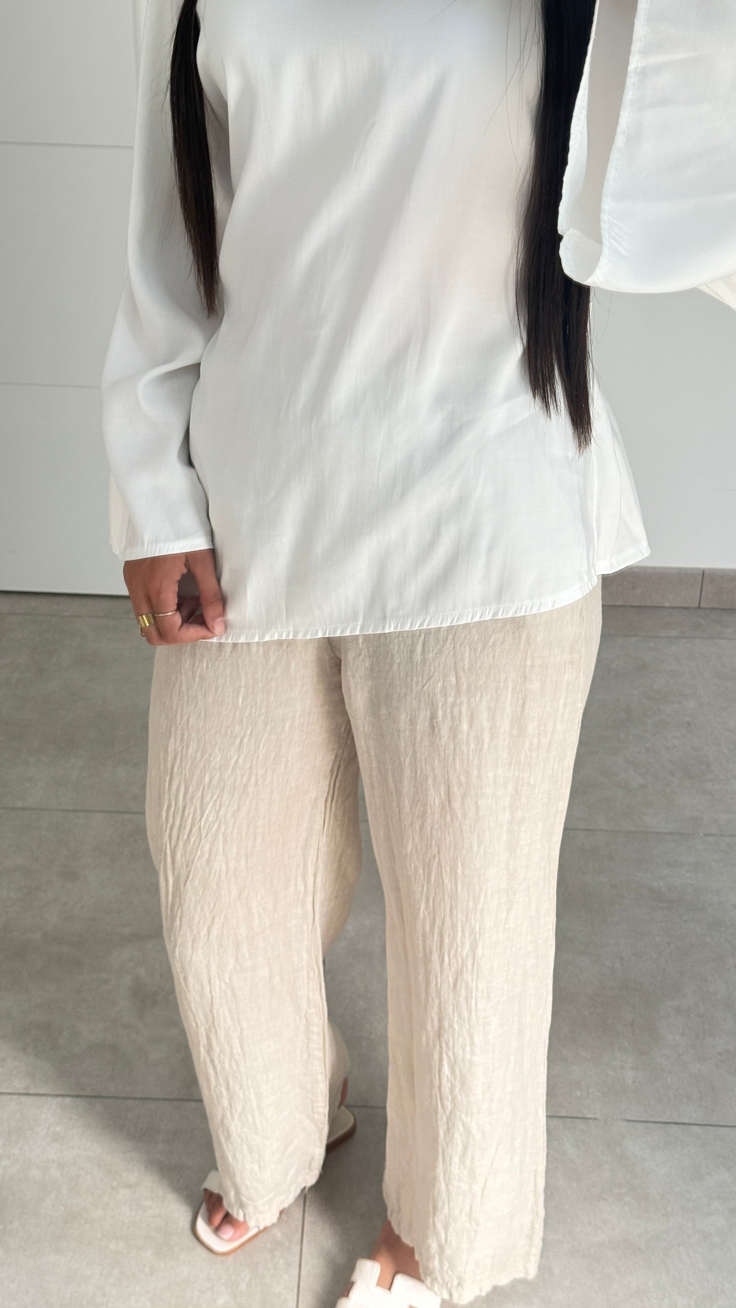 PANTALON EN LIN - BEIGE