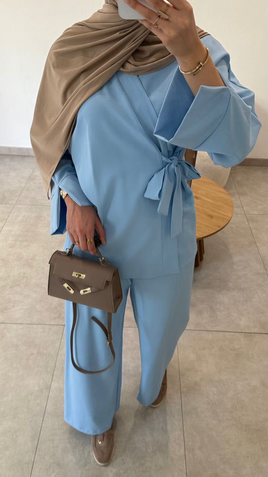 ENSEMBLE KIMONO - BLEU CLAIR