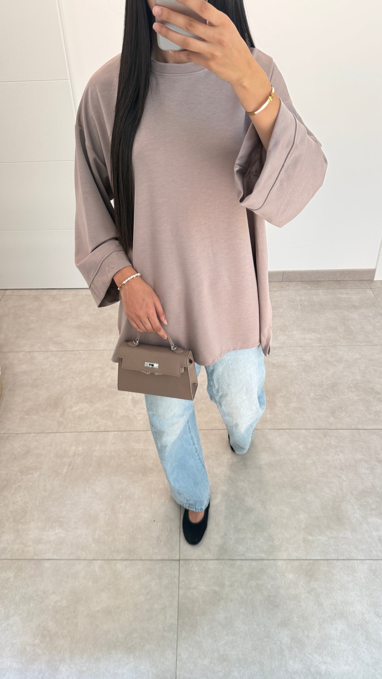 T-SHIRT ESSENTIEL MANCHES 3/4 - TAUPE