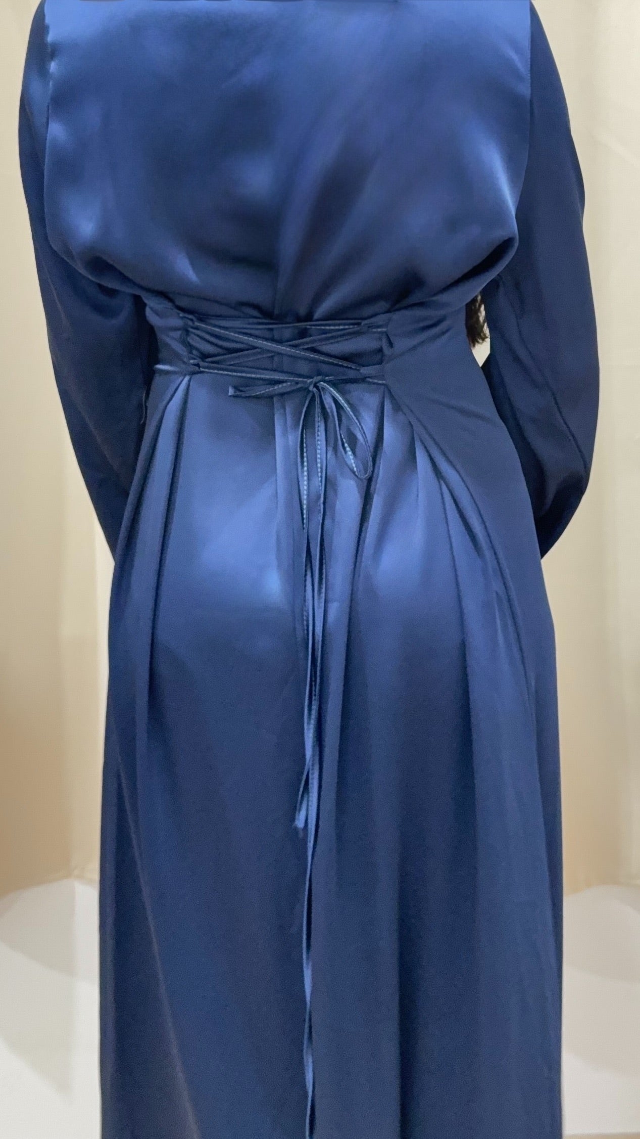 ROBE AVEC MANCHES EN DENTELLE - BLEU MARINE