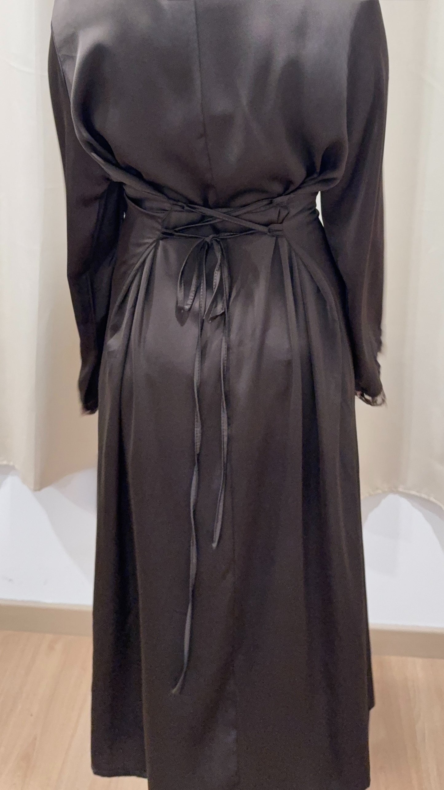 ROBE AVEC MANCHES EN DENTELLE - MARRON