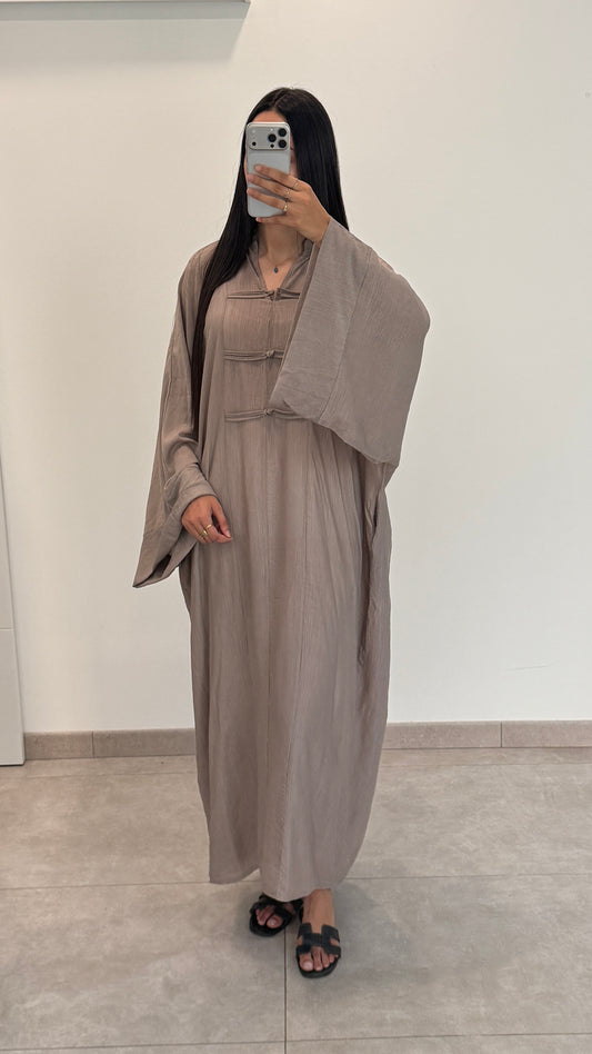 ROBE STYLE ASIATIQUE À BOUTONS - TAUPE