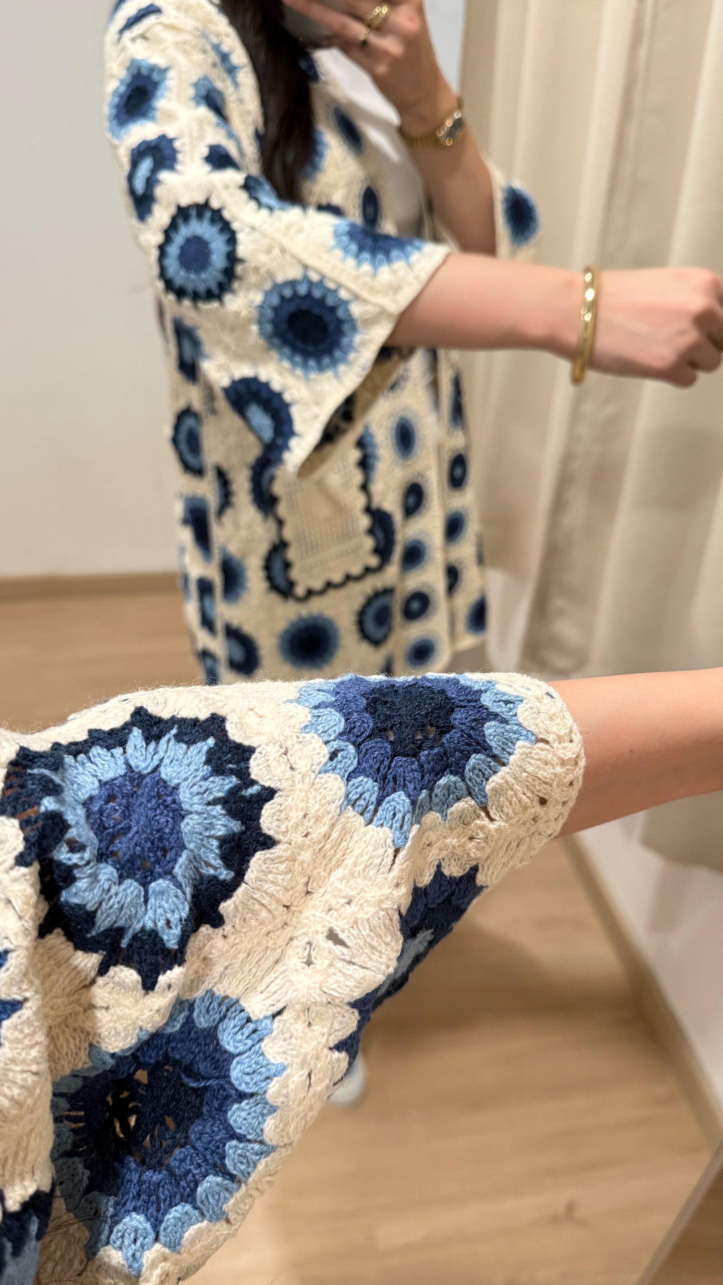 GILET CROCHET - BLEU MARINE