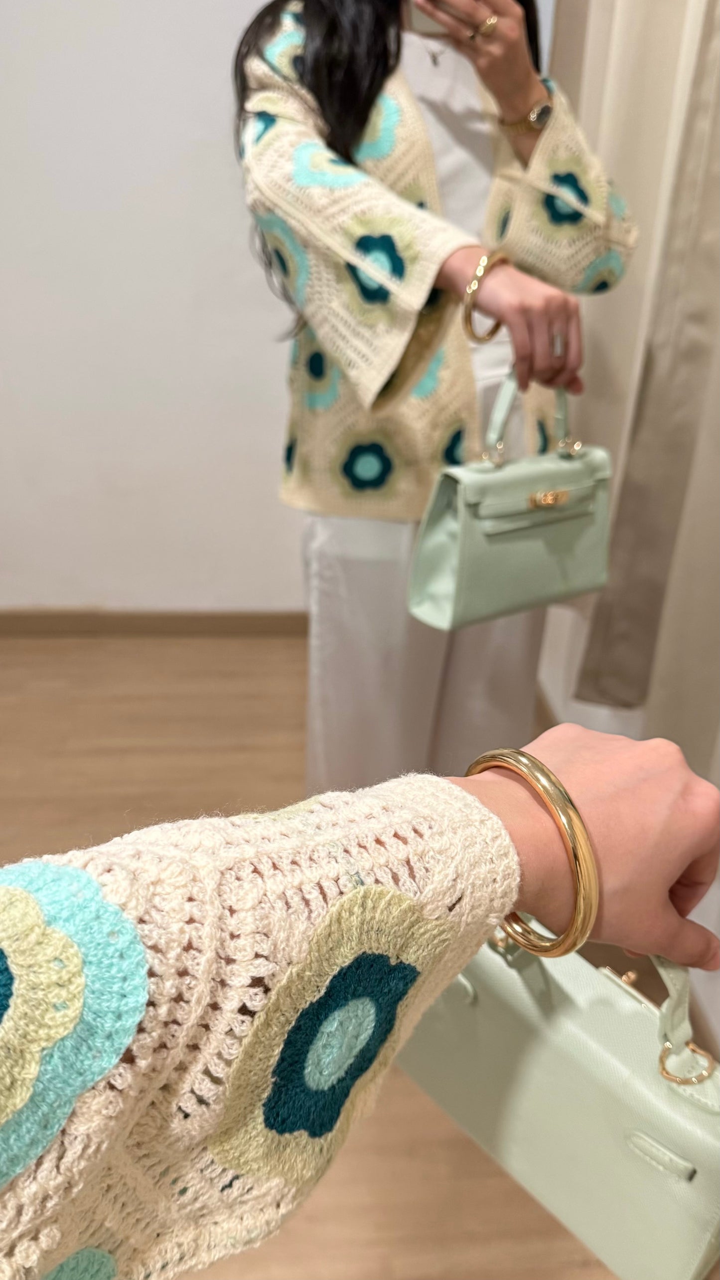 GILET CROCHET - VERT D'EAU