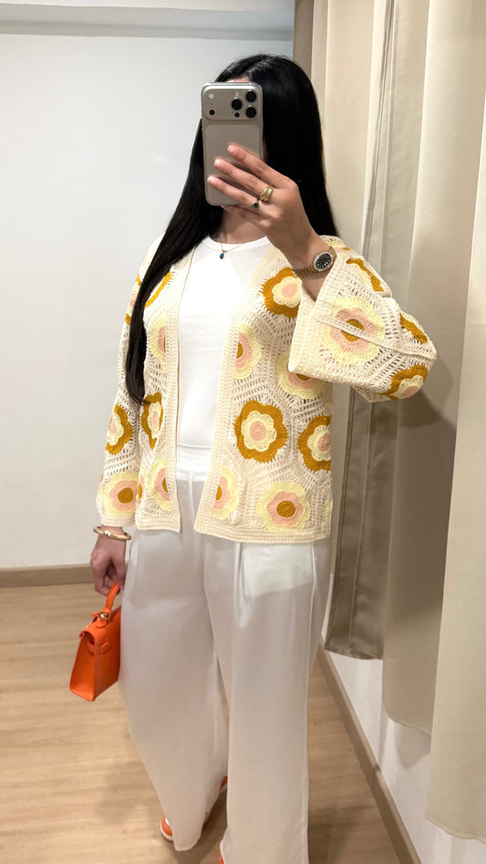 GILET CROCHET - JAUNE