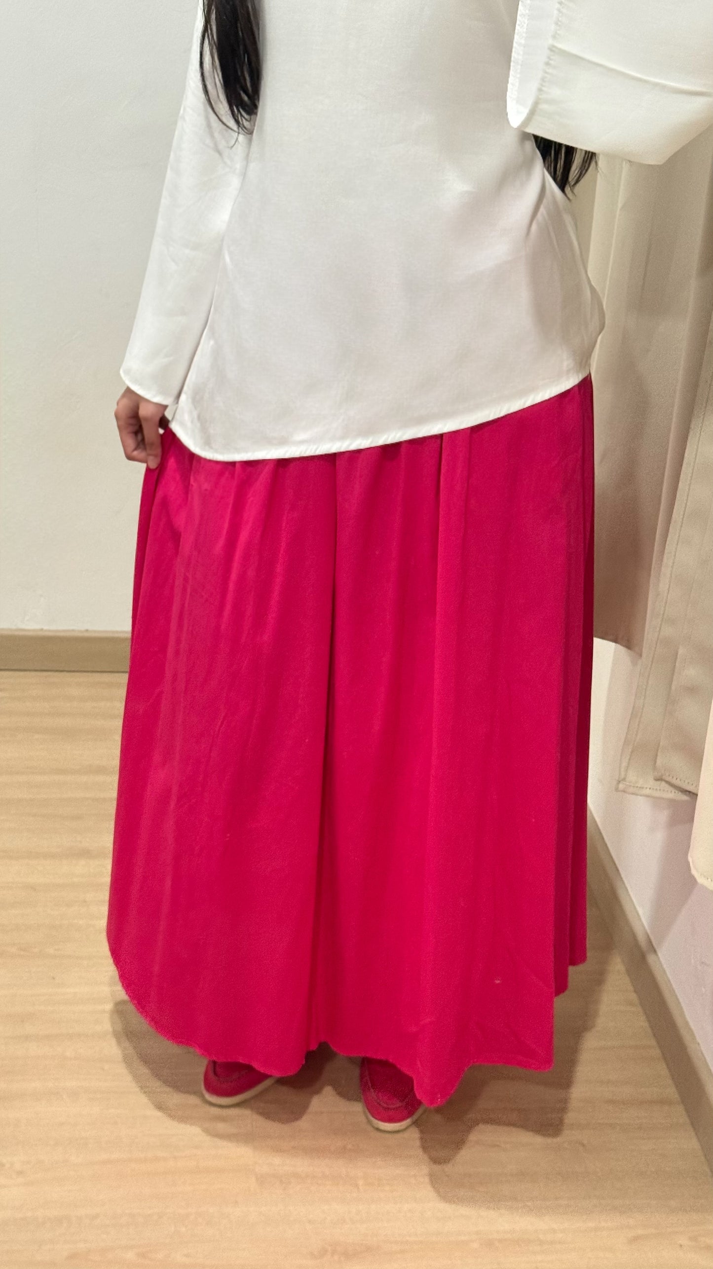 JUPE EN COTON - ROSE FUCHSIA