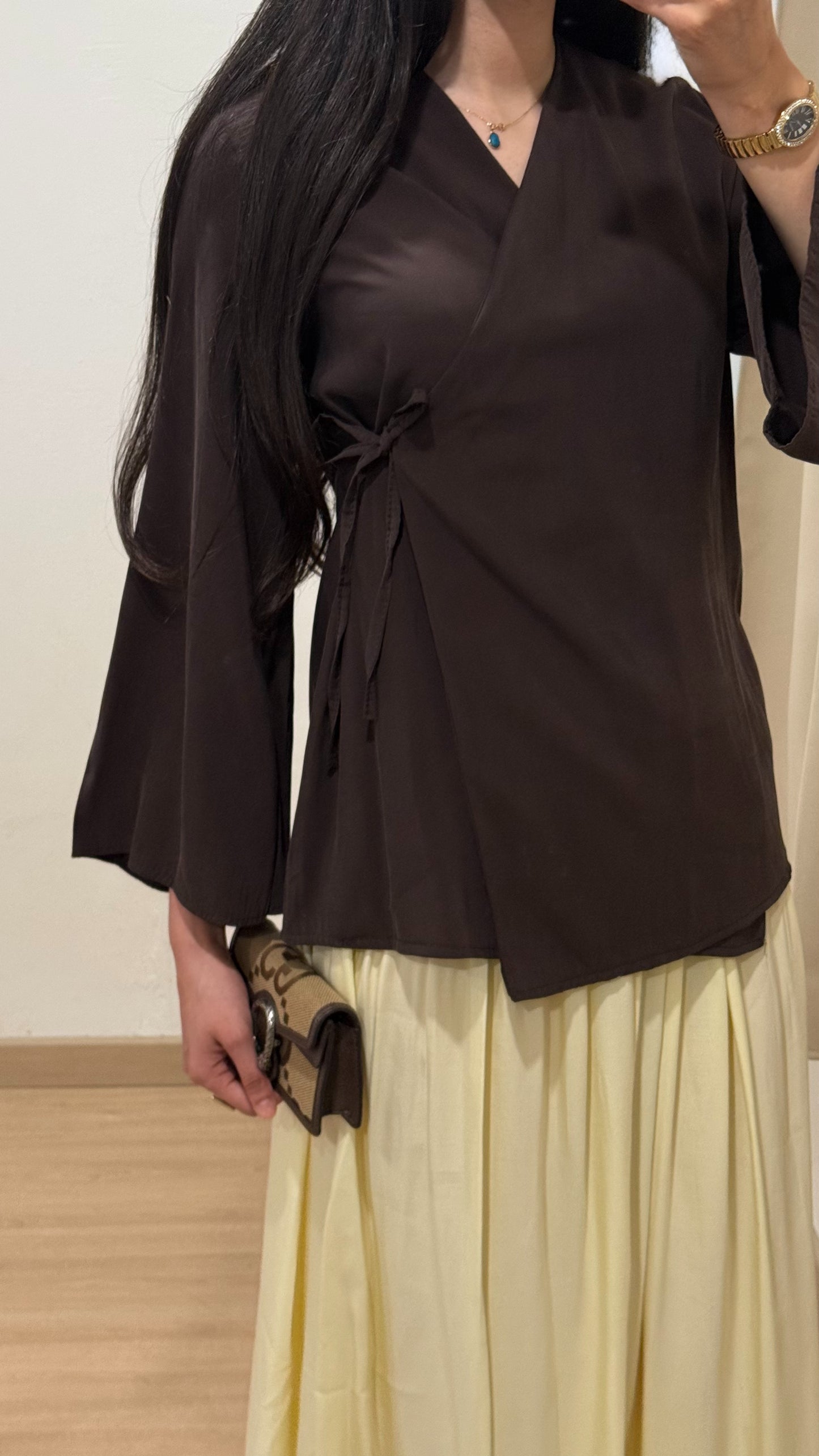 HAUT KIMONO - MARRON