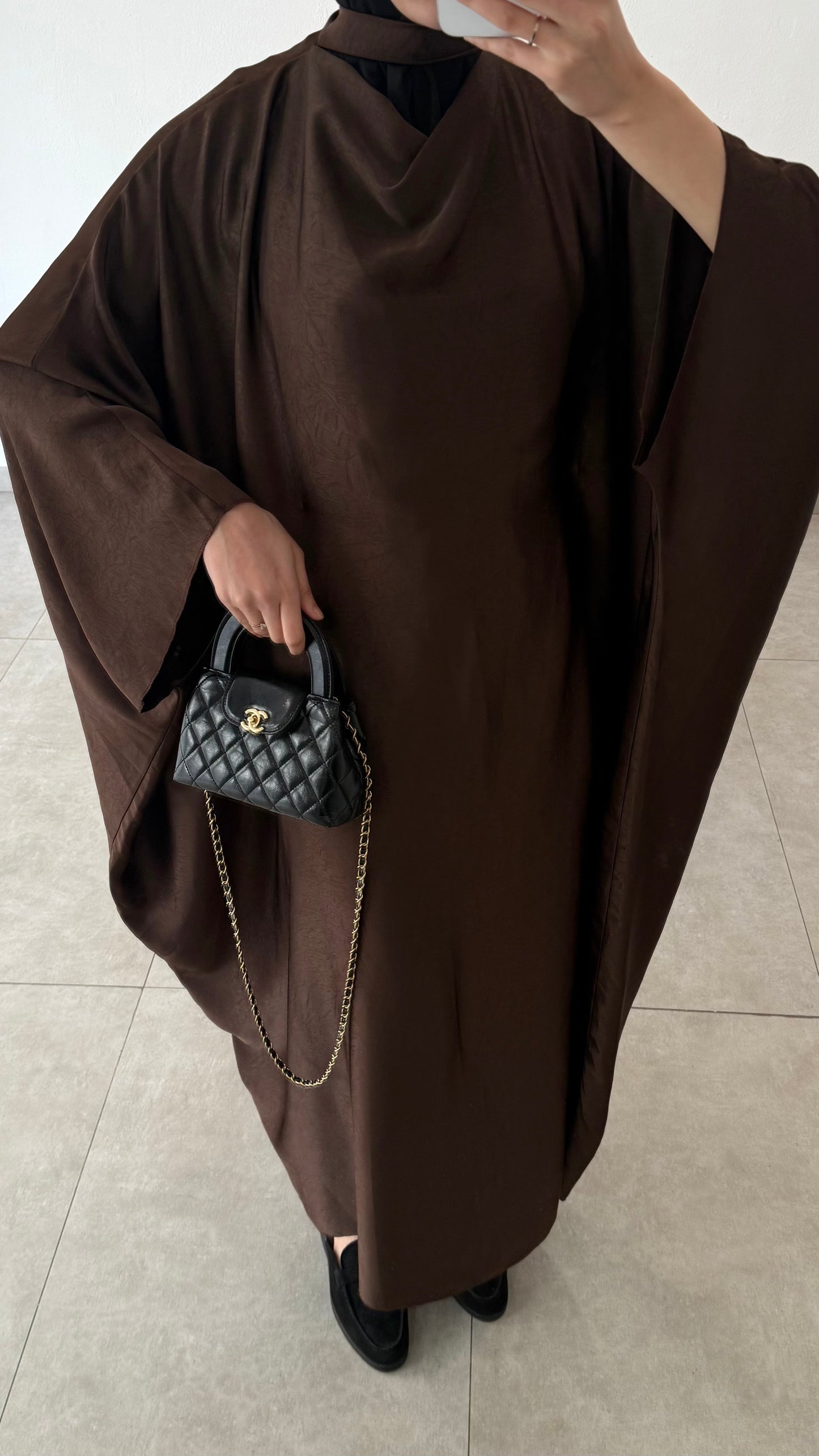 ABAYA SATIN JACQUARD - MARRON