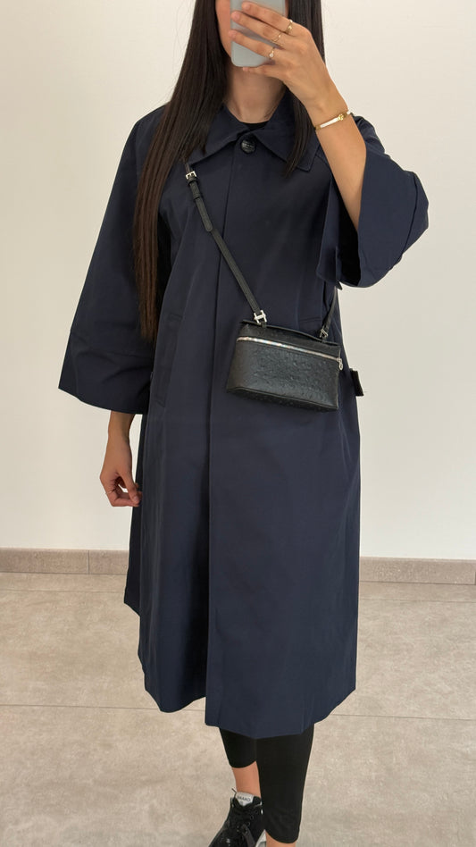 MANTEAU LONG TYPE TRENCH - BLEU MARINE