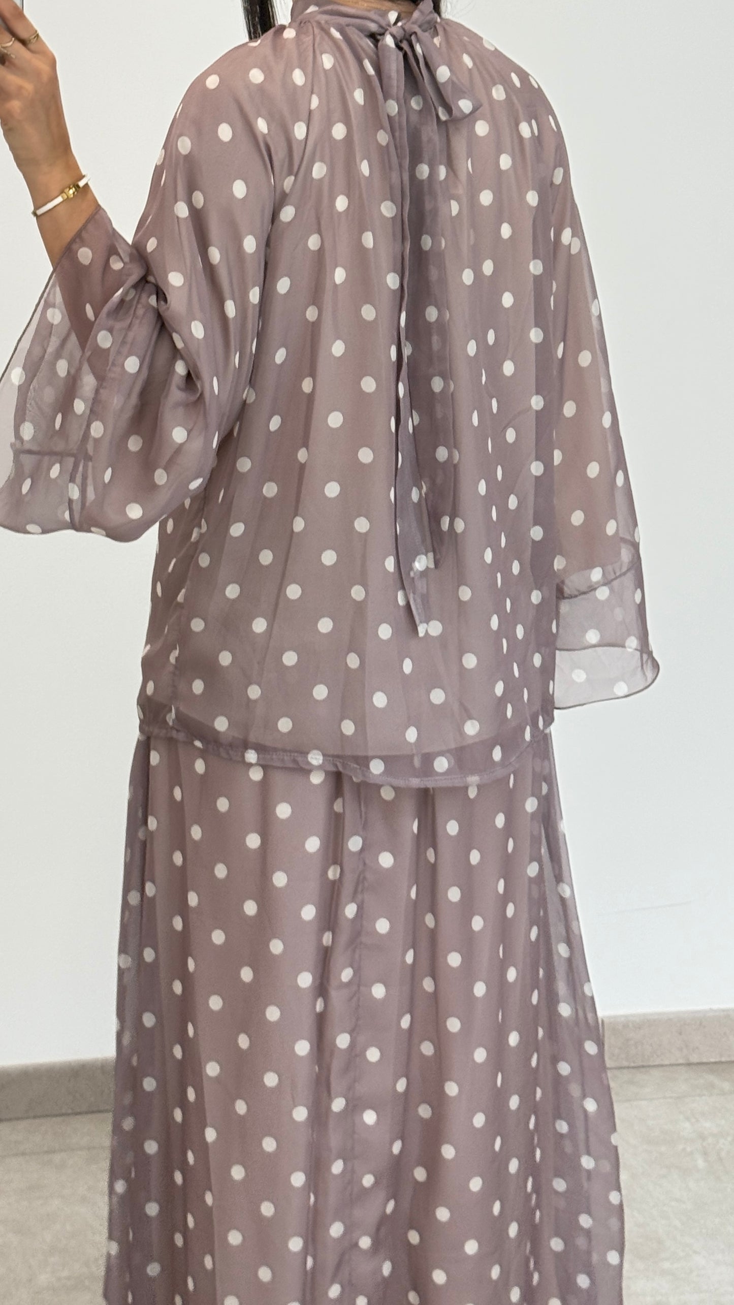 ENSEMBLE À POIS - TAUPE