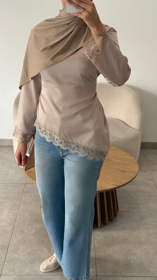 HAUT DENTELLE - BEIGE