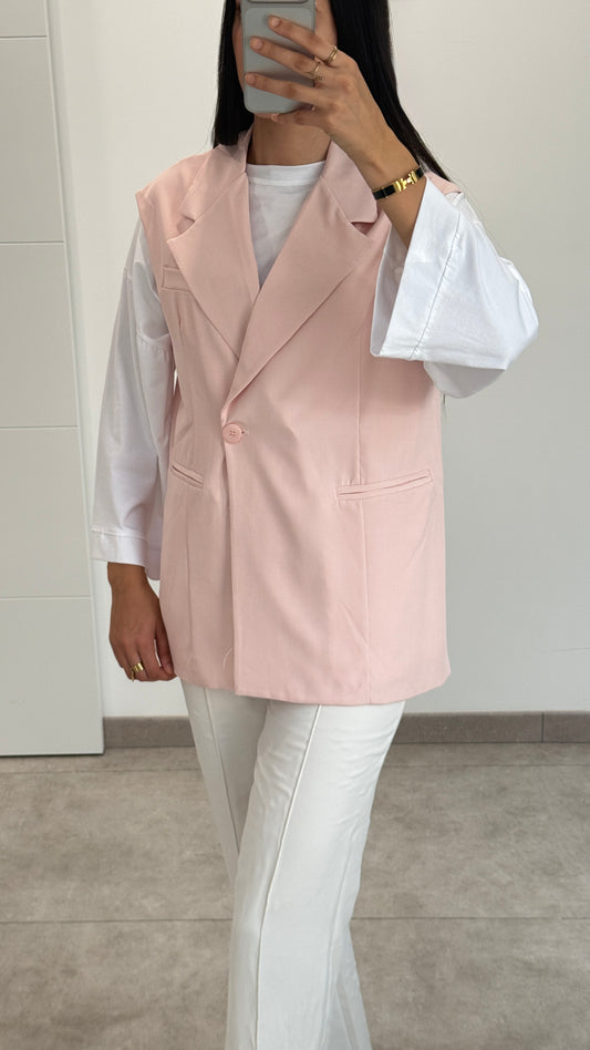BLAZER SANS MANCHE - ROSE