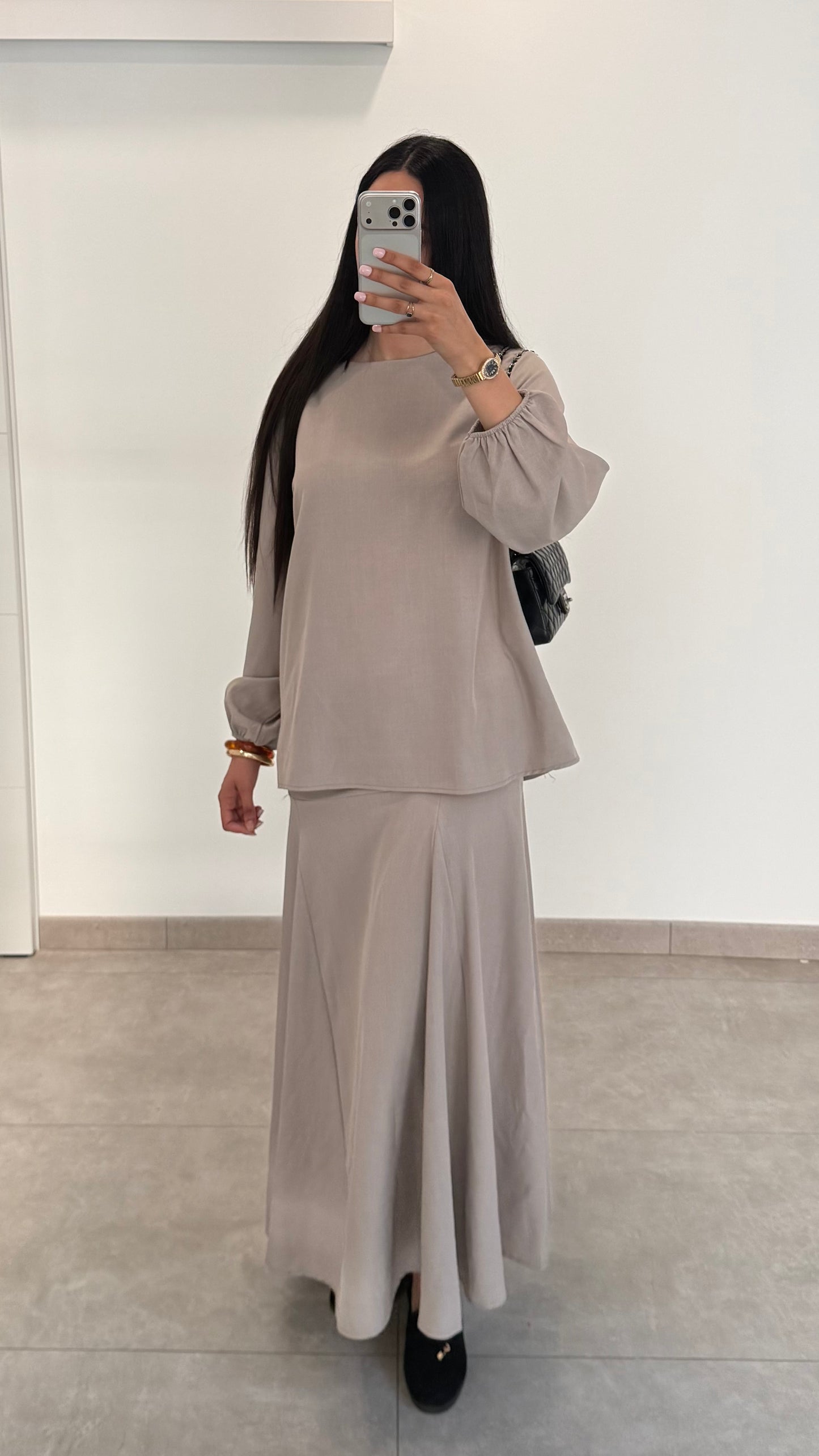 CONJUNTO CON FALDA PLISADA - TOPO