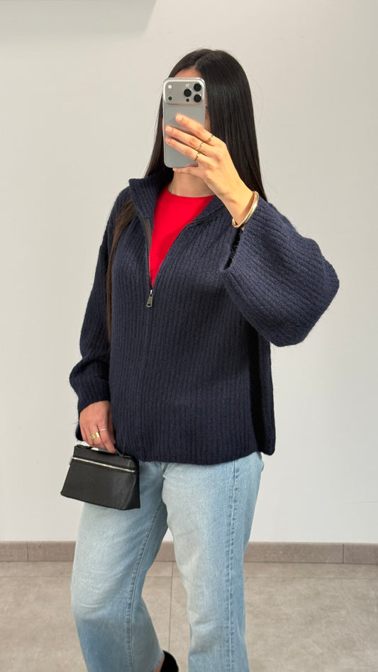 GILET EN LAINE - BLEU MARINE