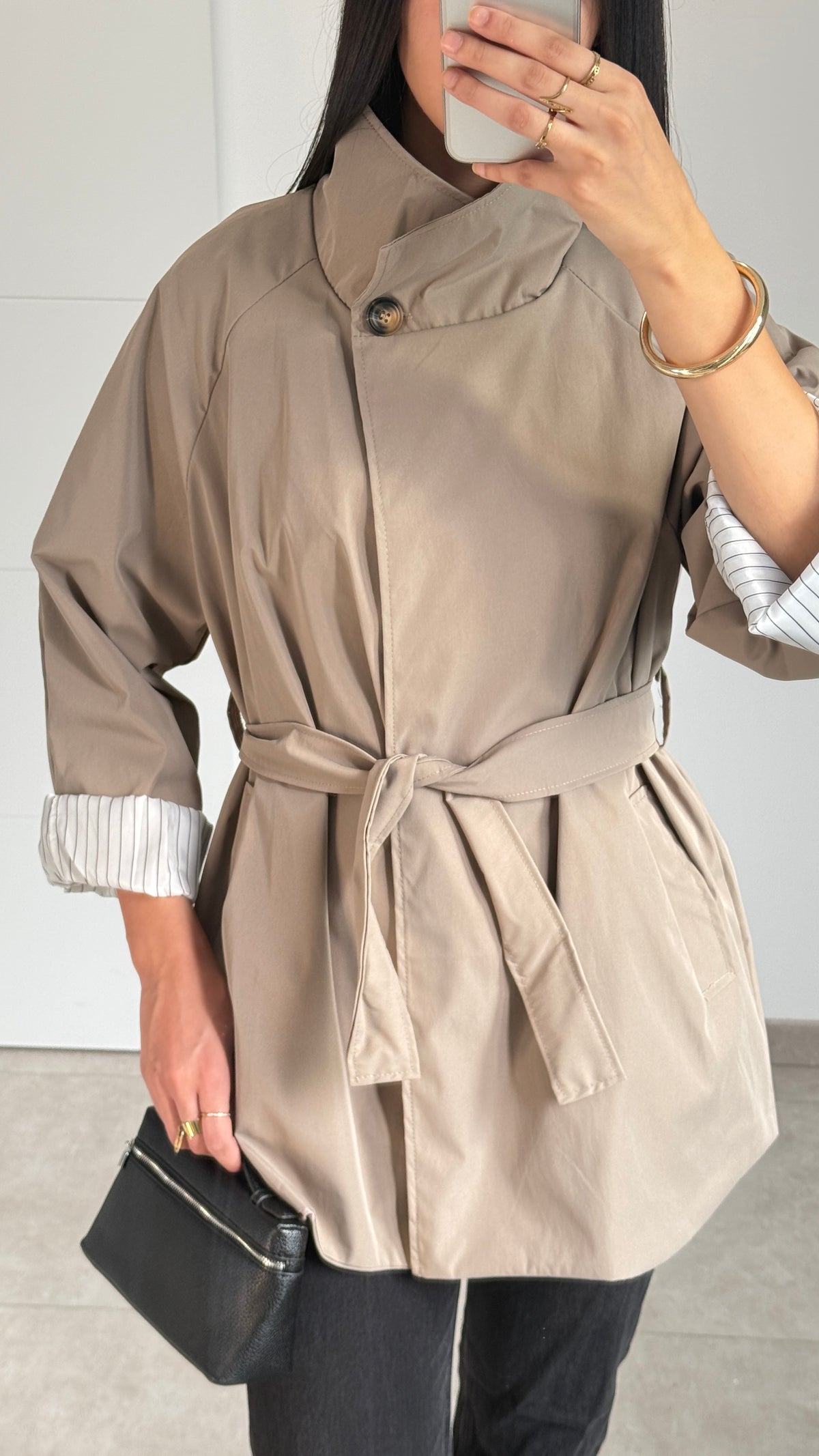 MANTEAU TYPE TRENCH - TAUPE