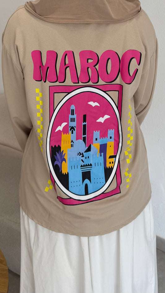 T-SHIRT MANCHE LONGUE MAROC - BEIGE