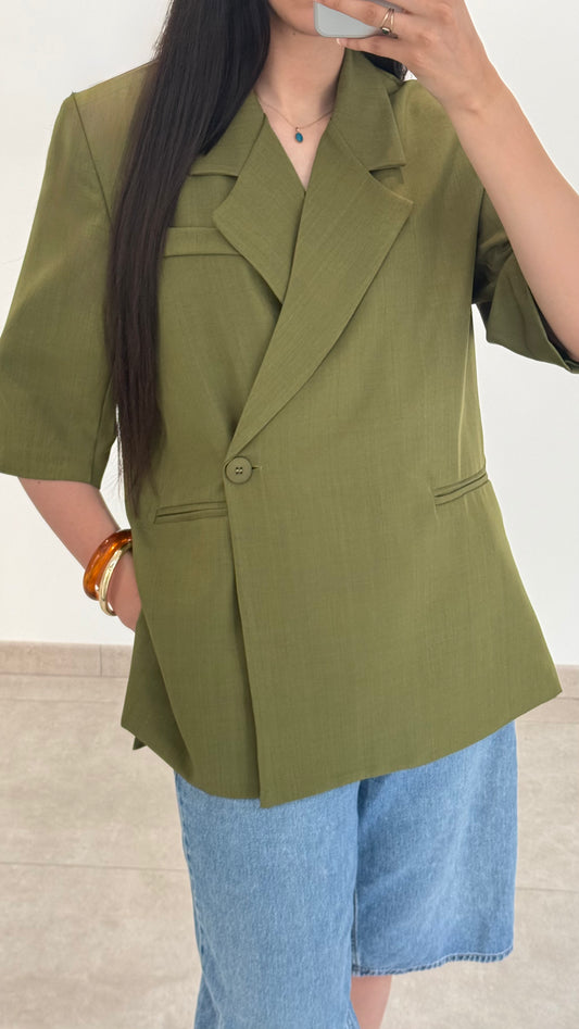 BLAZER CROISÉ OVERSIZE - VERT OLIVE
