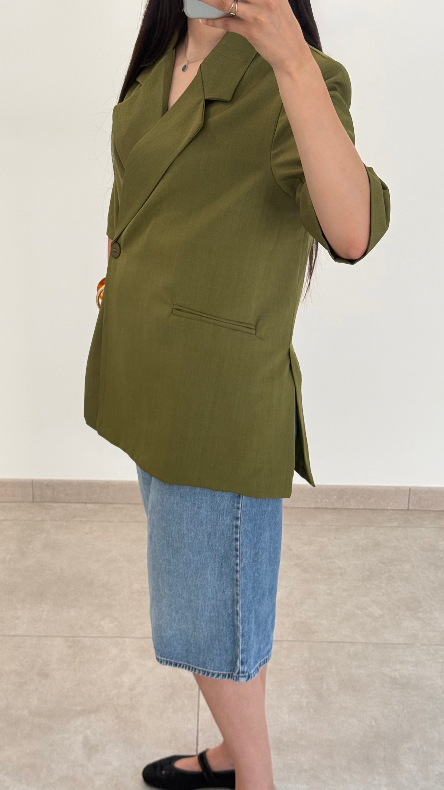 BLAZER CROISÉ OVERSIZE - VERT OLIVE