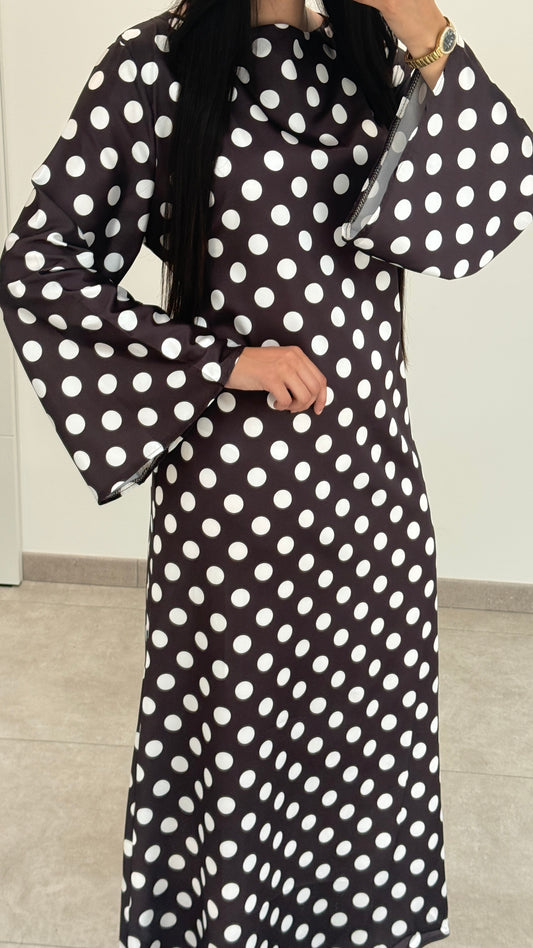 ROBE À POIS - MARRON