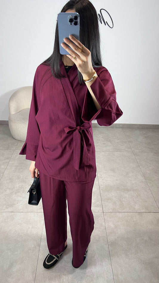 Burgundy kimono set