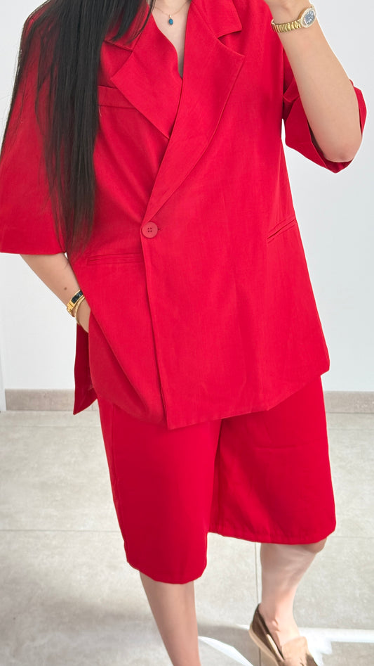 BERMUDA MI-LONG - ROUGE