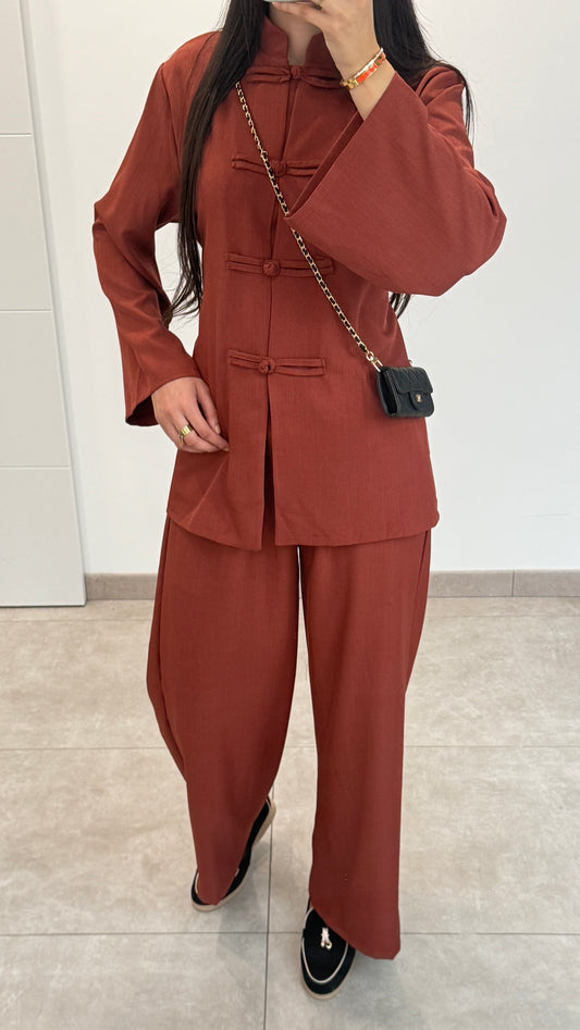 ENSEMBLE PANTALON FLUIDE - TERACOTA