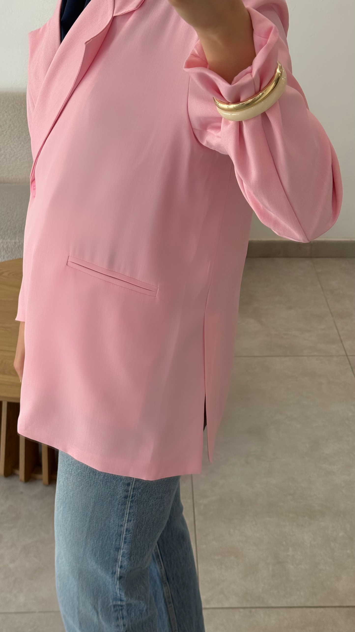 BLAZER OVERSIZE À FENTES SUR LES CÔTÉS - ROSE
