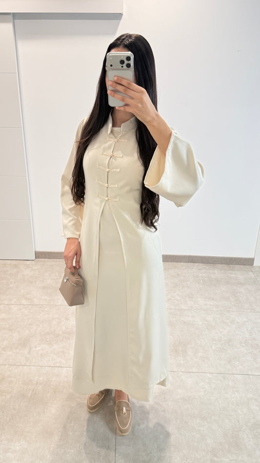 ROBE 2 PIÈCES STYLE ASIATIQUE - BEIGE