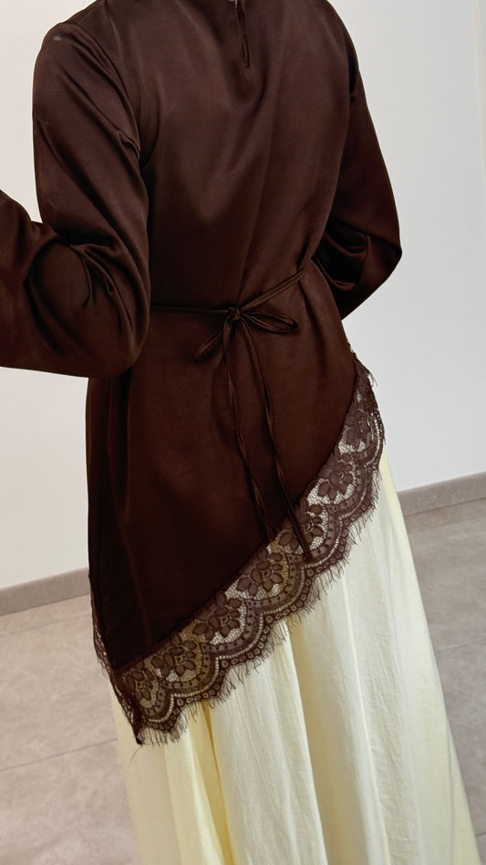 TOP DE ENCAJE - MARRÓN