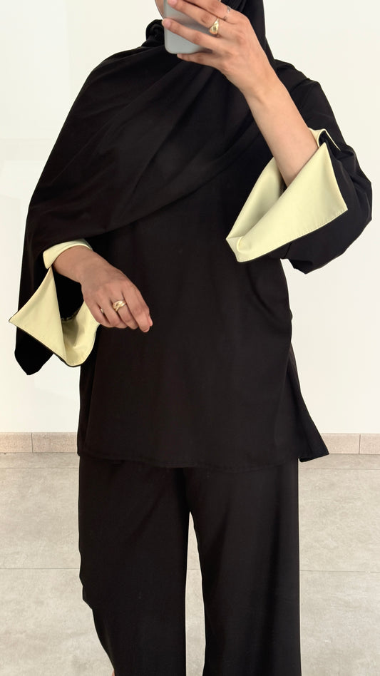 BURKINI BICOLOR 3 PIEZAS - NEGRO/AMARILLO