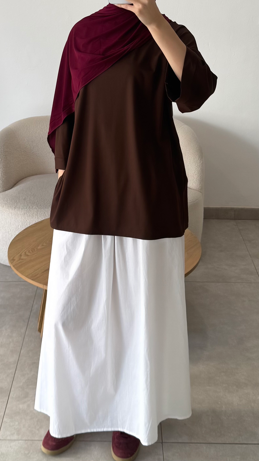 T-SHIRT ESSENTIEL MANCHES 3/4 - MARRON