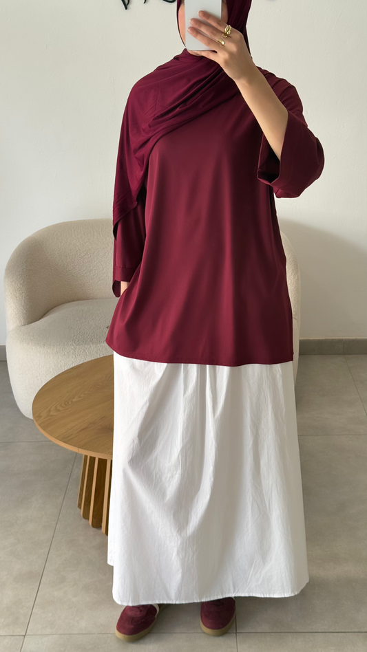 T-SHIRT ESSENTIEL MANCHES 3/4 - BORDEAUX
