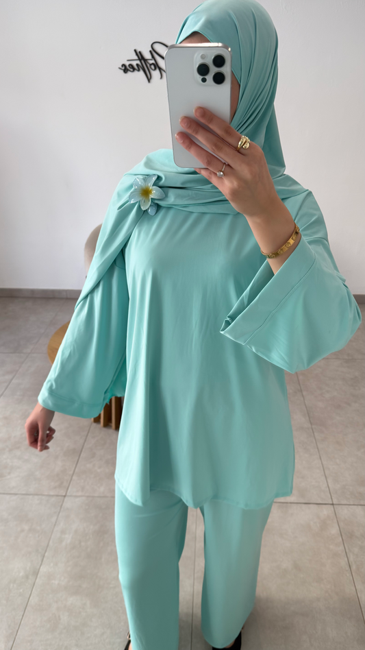 BURKINI 3 PIÈCES UNI - VERT CLAIR