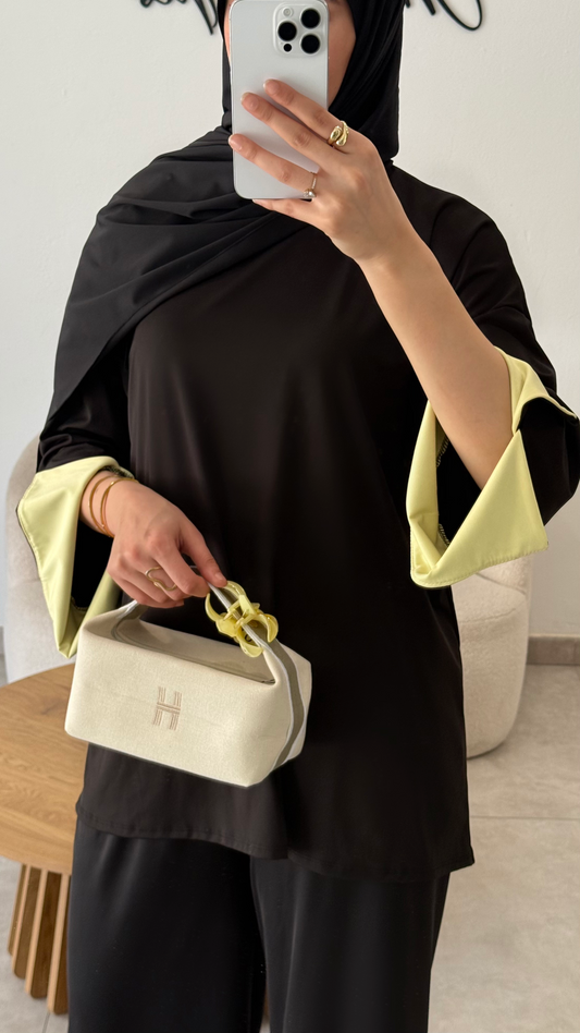 BURKINI BICOLORE 3 PIÈCES - NOIR/JAUNE