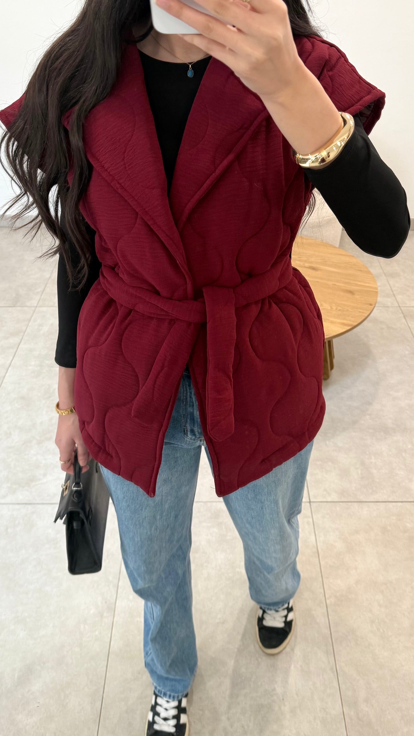 Veste sans manches matelassé bordeaux