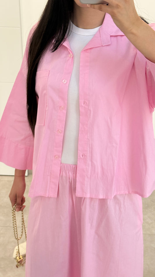 ENSEMBLE JUPE EN COTON - ROSE