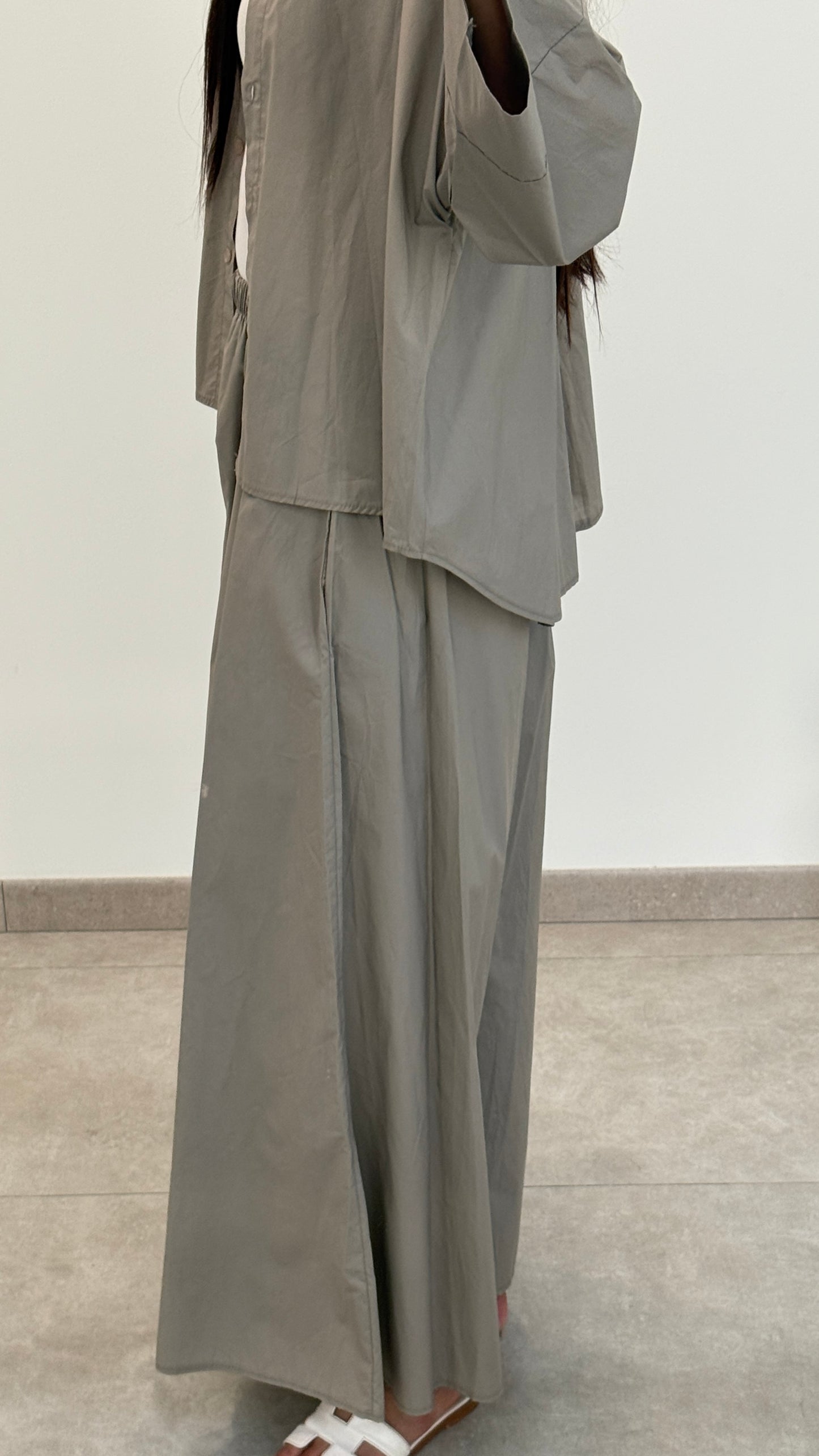 ENSEMBLE PANTALON EN COTON - TAUPE