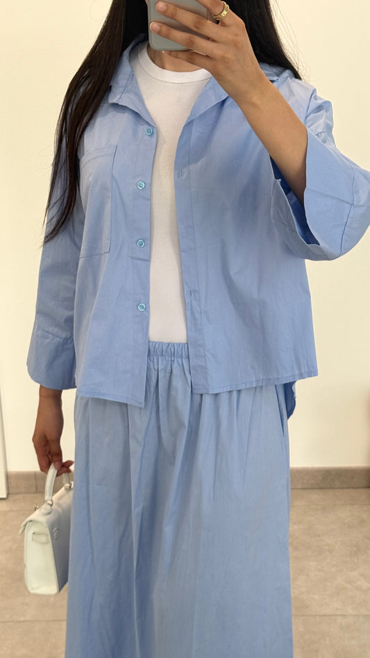 ENSEMBLE JUPE EN COTON - BLEU