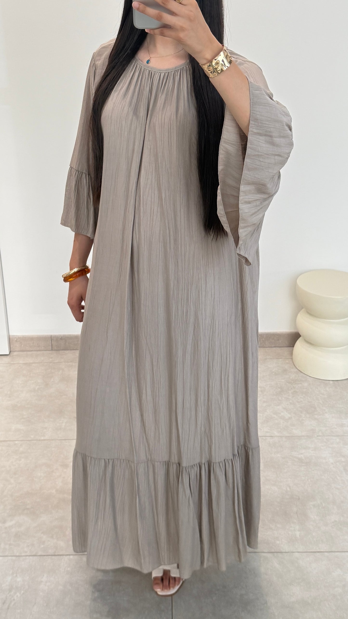 ROBE ÉVASÉ - TAUPE