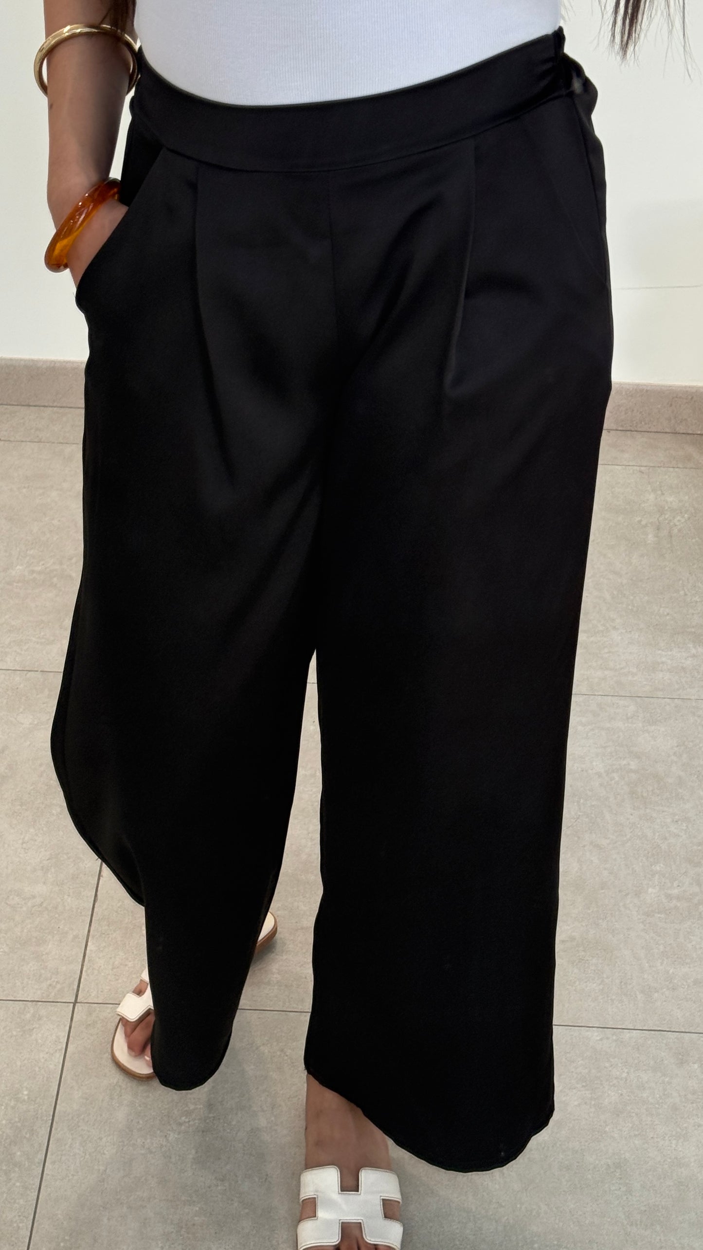 PANTALON EN SATIN - NOIR
