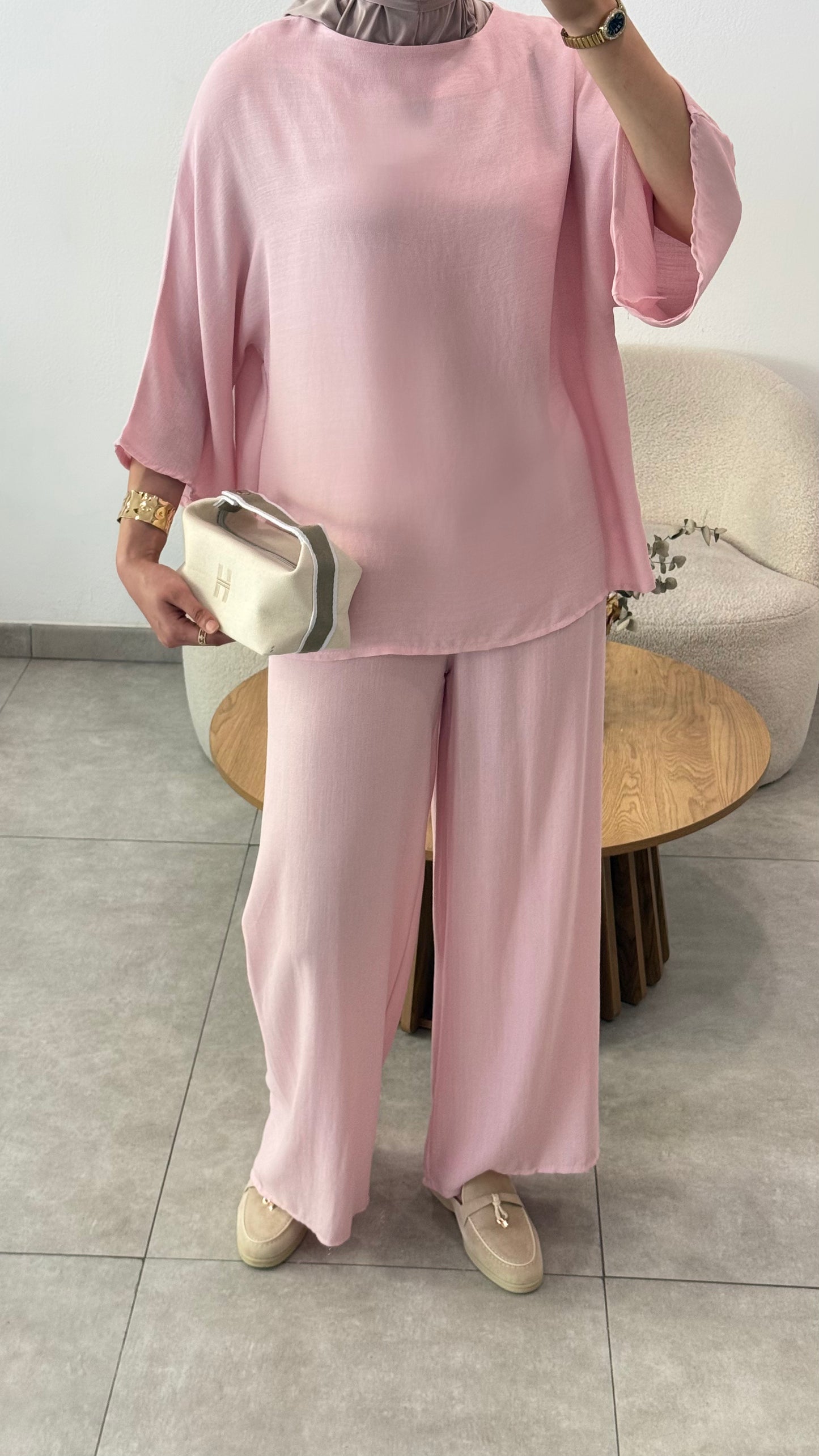 LINEN EFFECT SET - PINK