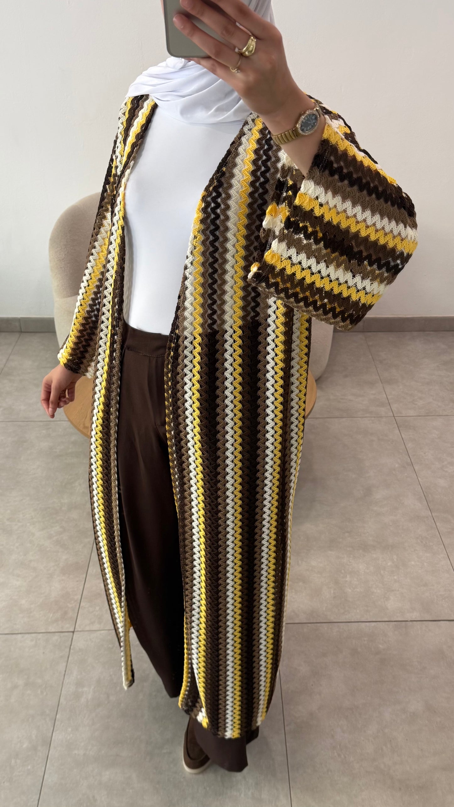 KIMONO CROCHET - MARRON