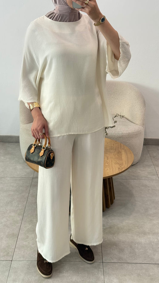 ENSEMBLE EFFET LIN - CREME