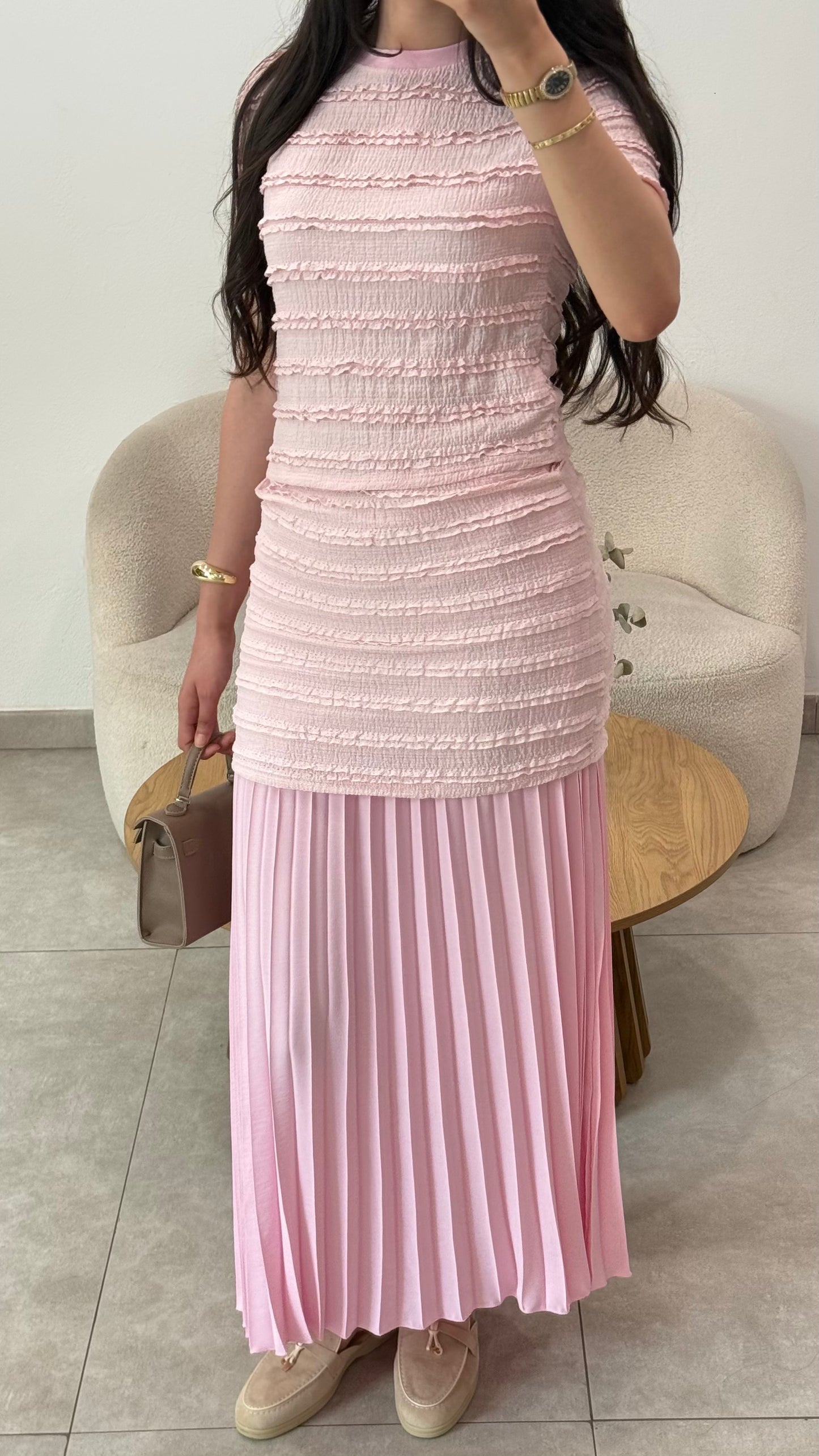 PLEATED SKIRT SET - PINK