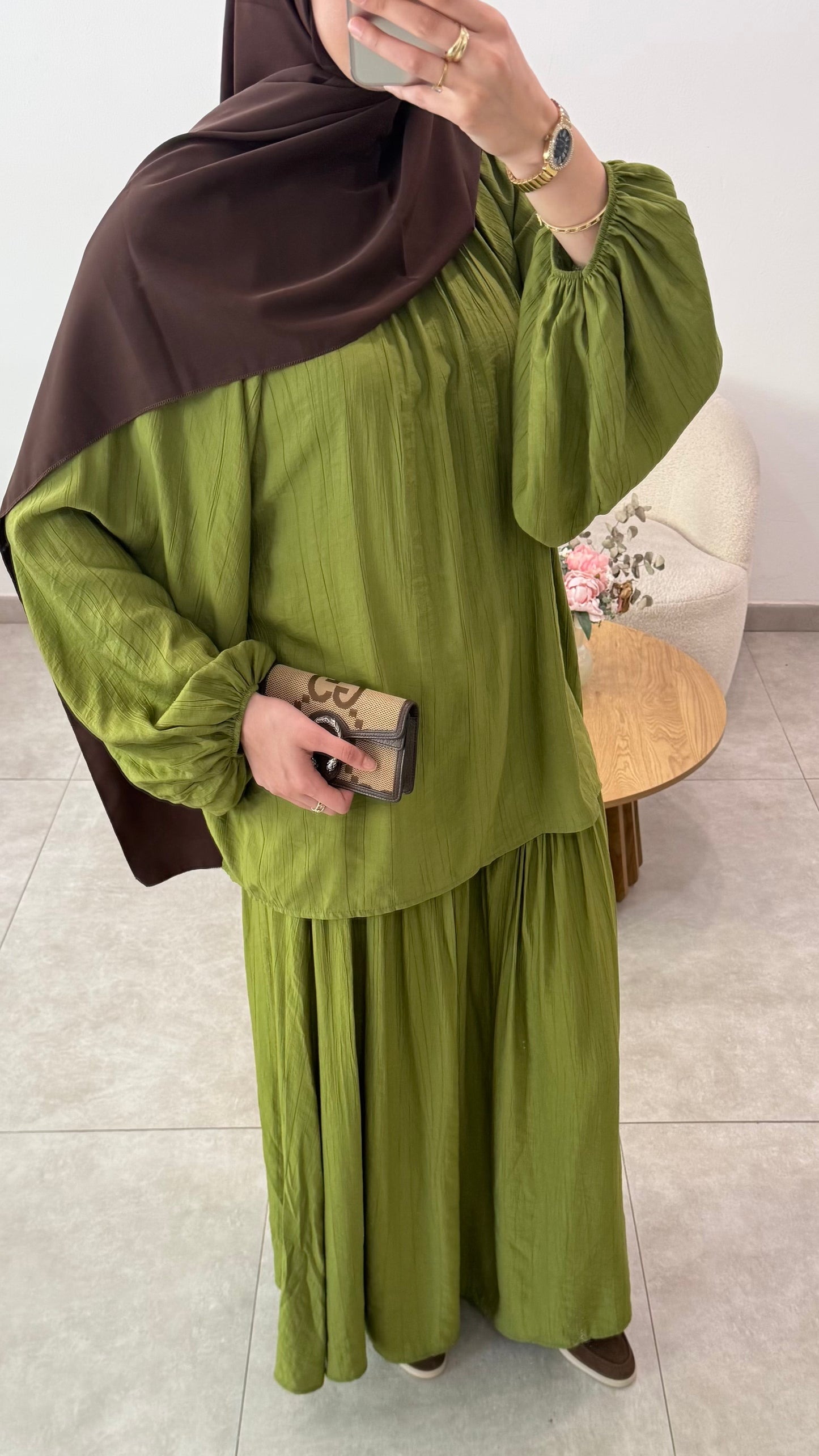 ENSEMBLE MANCHE BOUFFANTE - VERT