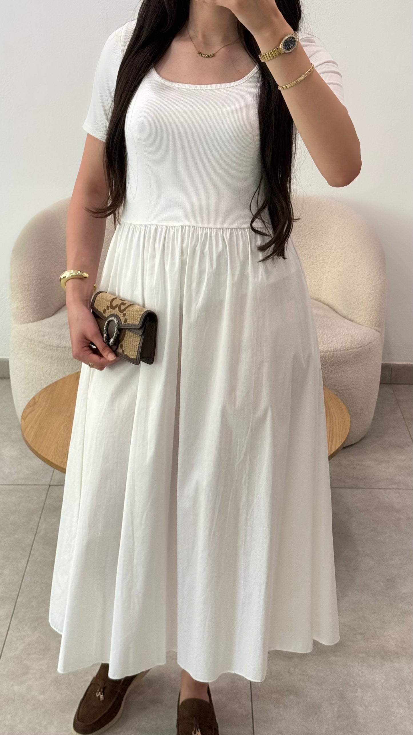 ROBE BI MATIÈRE - BLANC