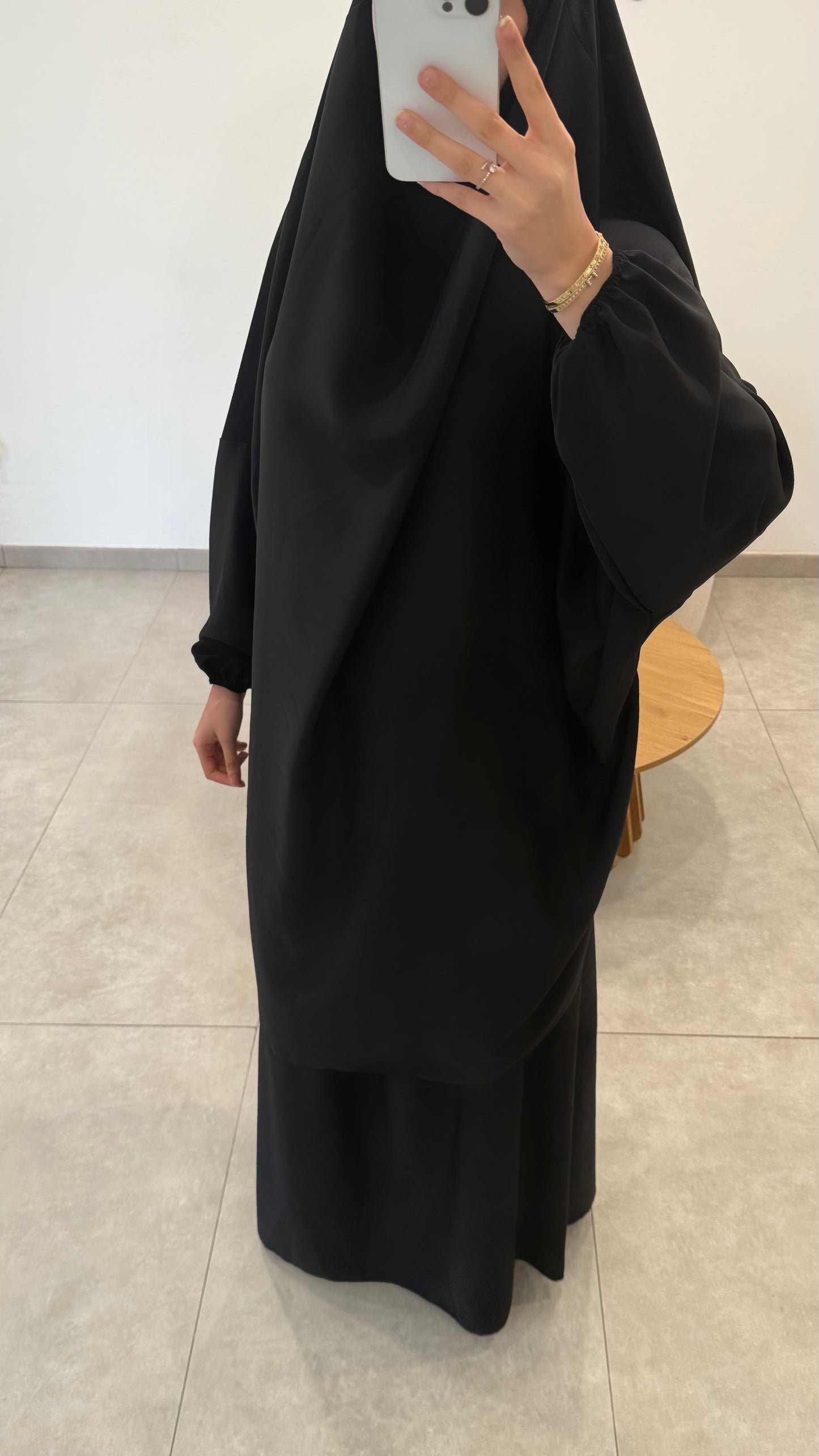 JILBAB JUPE EN SOIE DE MEDINE NOIR